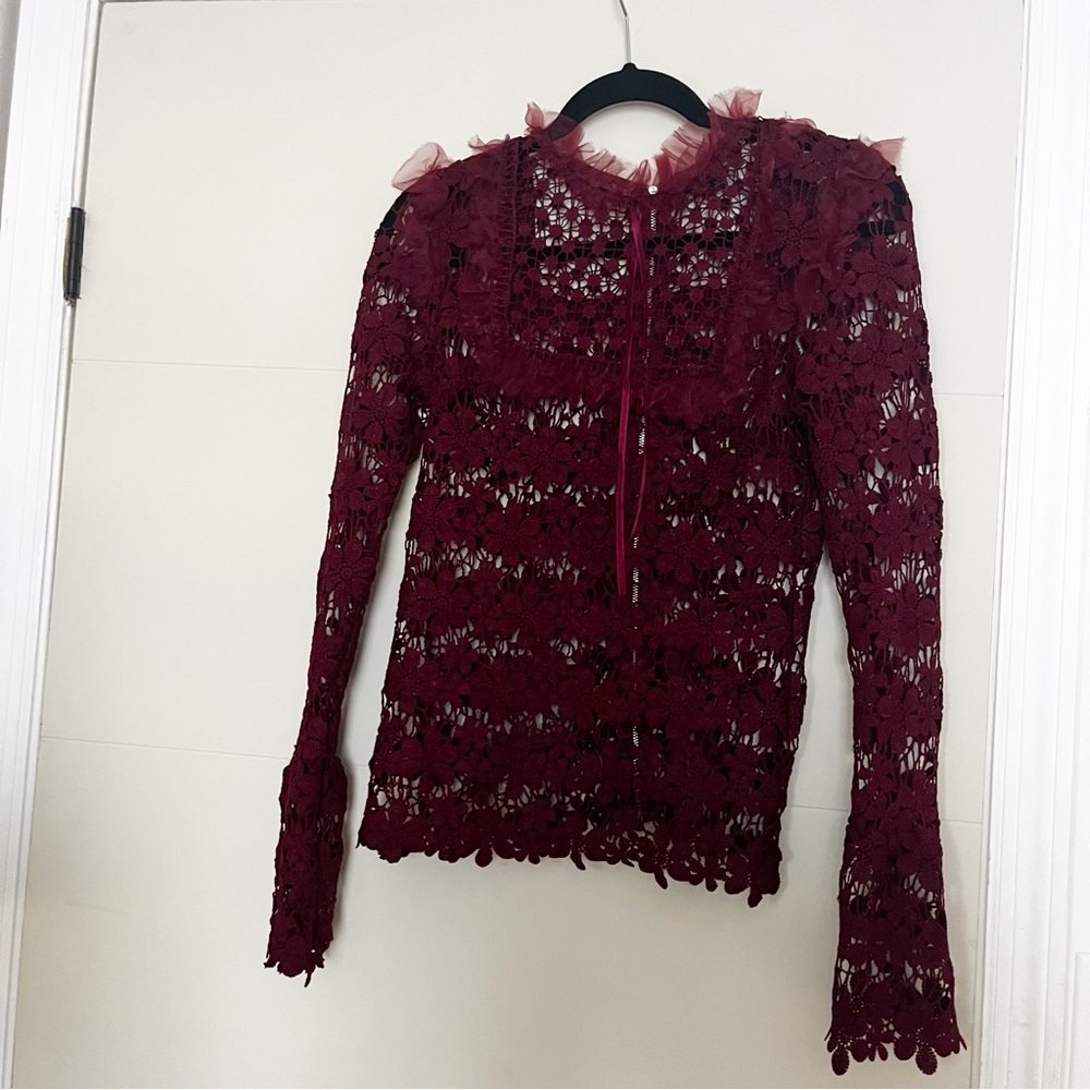 Romeo & Juliet Couture Burgundy Lace Blouse